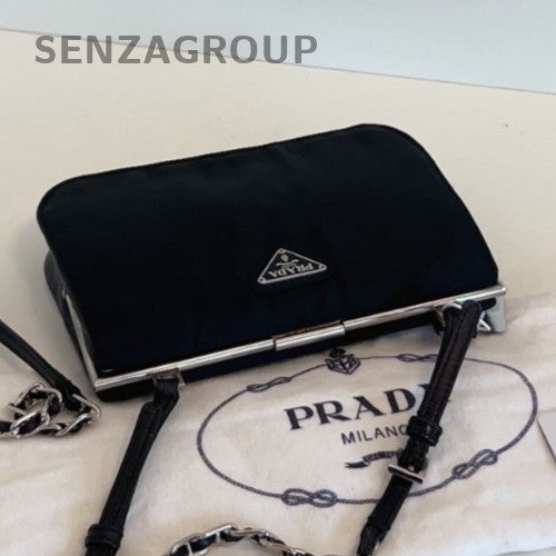 Prada Re-Edition1995 Chain Shoulder Bag Crossbody Black Silver Women Classic