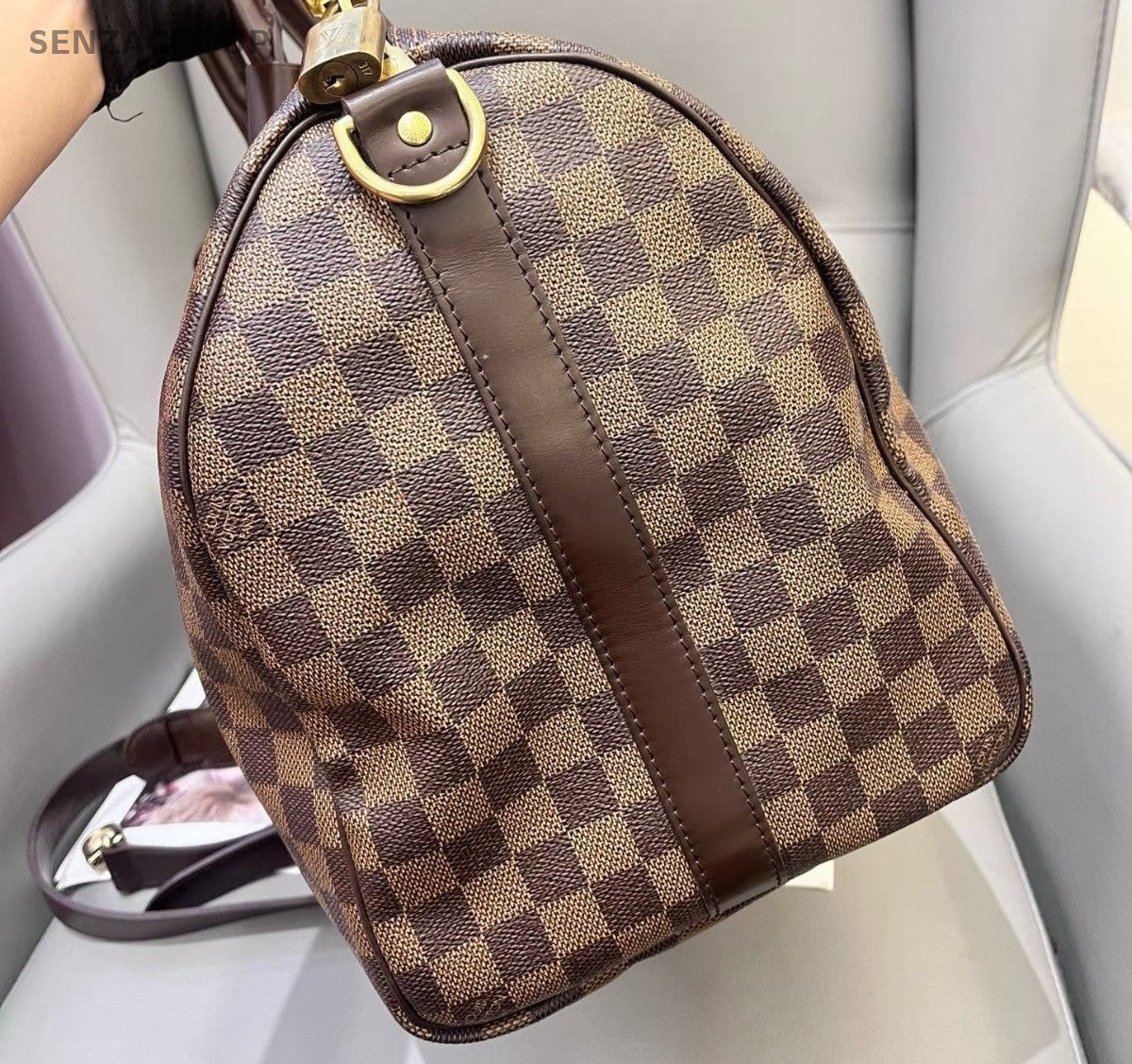 Louis Vuitton Keepall Damier Top Handle Bag Crossbody Brown Gold Unisex Adults