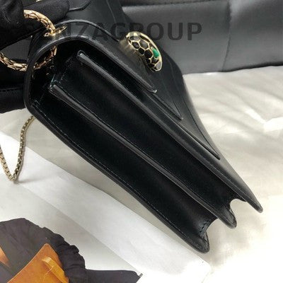 Bvlgari Black Serpenti Forever Bag Chain Strap Shoulder Crossbody Classic