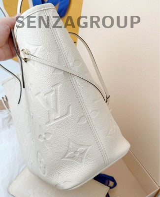 Louis Vuitton Neverfull PM Monogram Empreinte Leather Shoulder Bag - White Gold