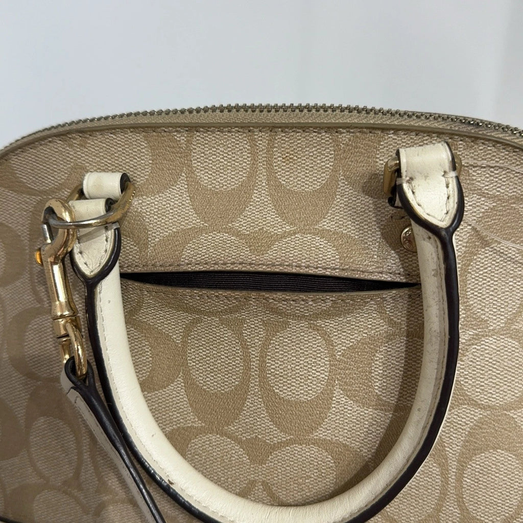 COACH Beige Monogram Canvas Shell Shoulder Handbag Crossbody Women
