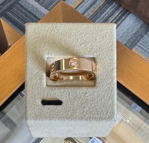 Cartier Love Classic Band Ring 18k Rose Gold with 3 Diamonds EU59/US8.75
