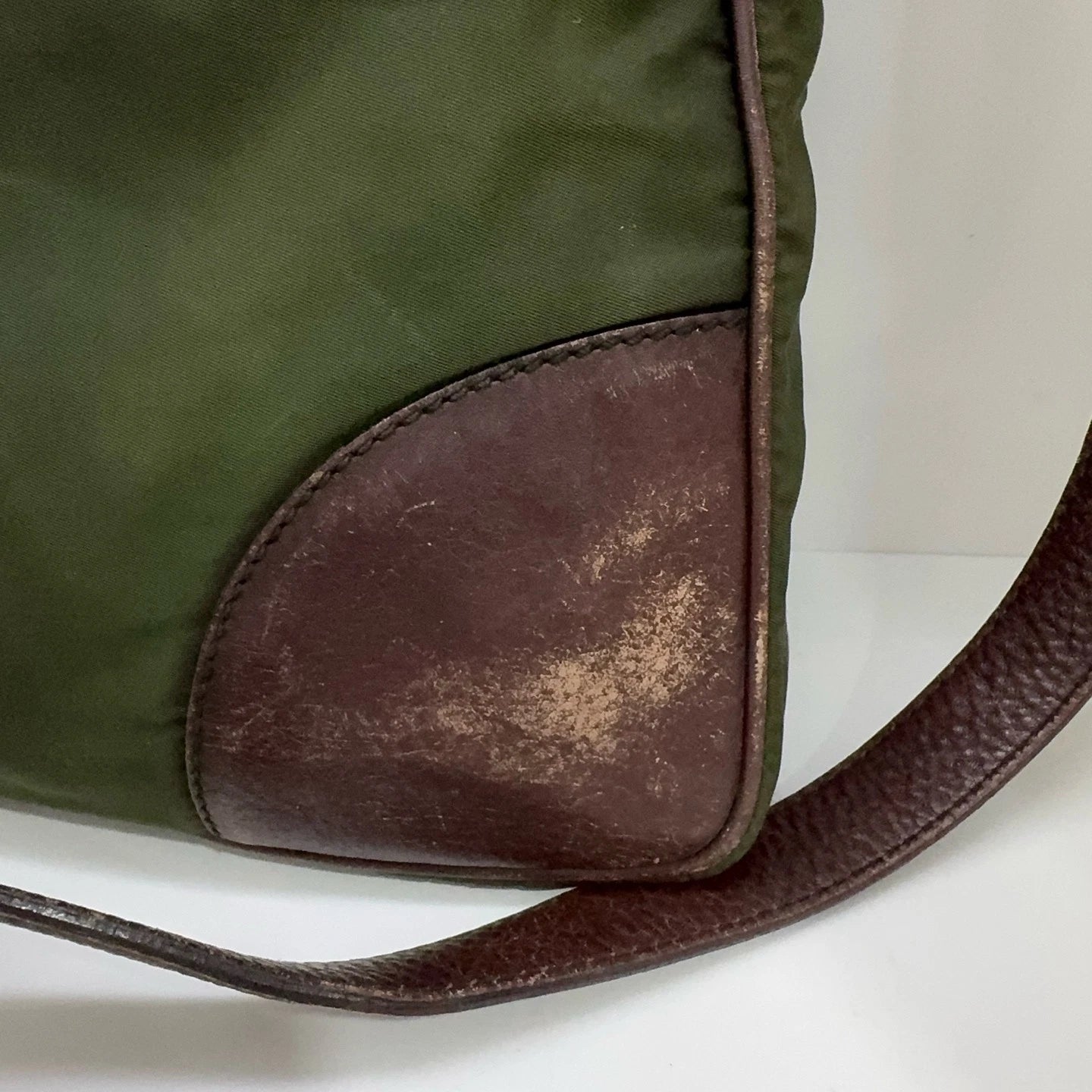 PRADA Women Triangle Logo Nylon Leather Tote Crossbody Shoulder Bag