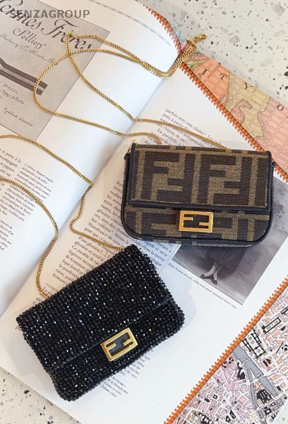 Fendi nano baguette purse Monogram Chain Shoulder bag Crossbody