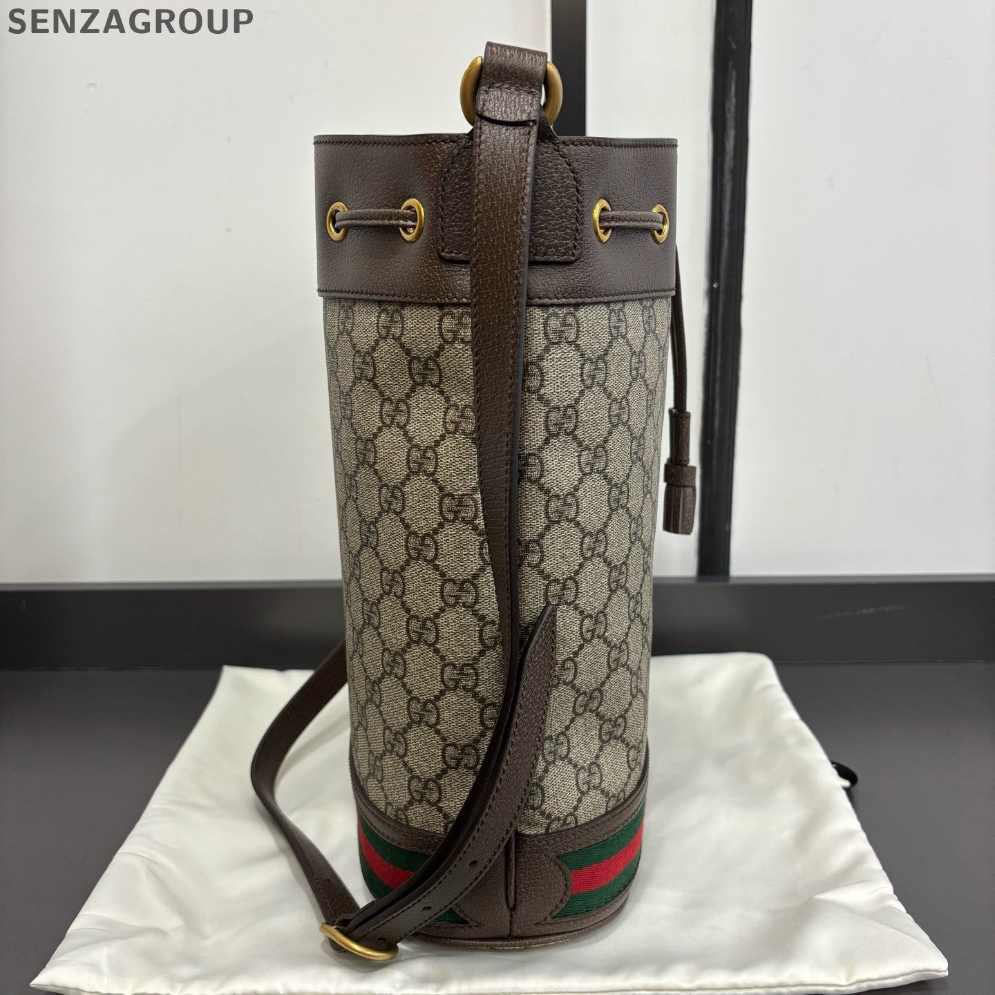 Gucci Ophidia Drawstring Bucket Bag Brown Crossbody Shoulder Bag Women
