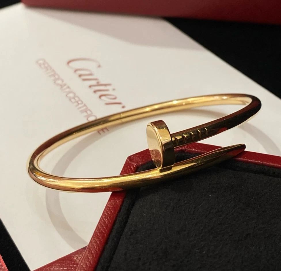 Cartier Juste Un Clou 18k Yellow Gold Wide Bangle Bracelet Size17