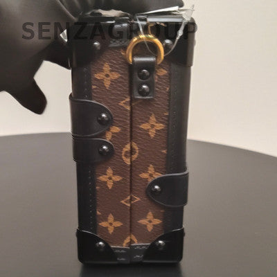 Louis Vuitton Monogram Hard Trunk Bag Brown Gold Buckle Shoulder Crossbody