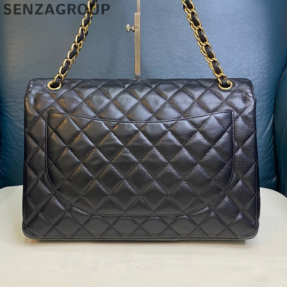 Chanel Classic Flap Maxi Black Gold Chain Quilted Shoulder Bag