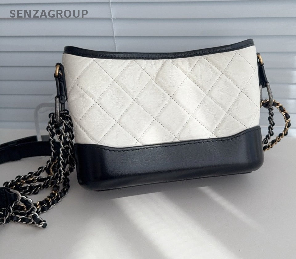CHANEL Gabrielle PM Chain Strap Shoulder bag Women Black White