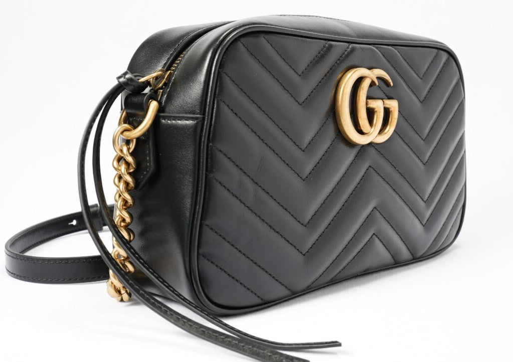 GUCCI Black with gold  Marmont Camera bag Almost brand new condition