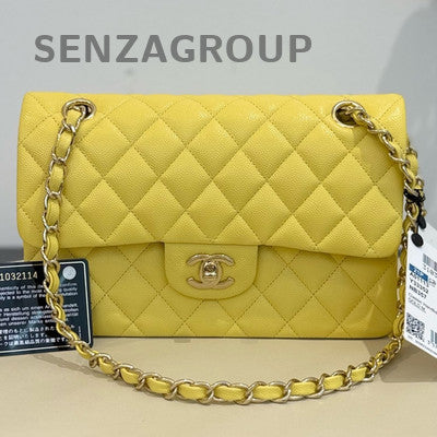 Chanel CF Small Lambskin Quilted Yellow Chain Shoulder Bag