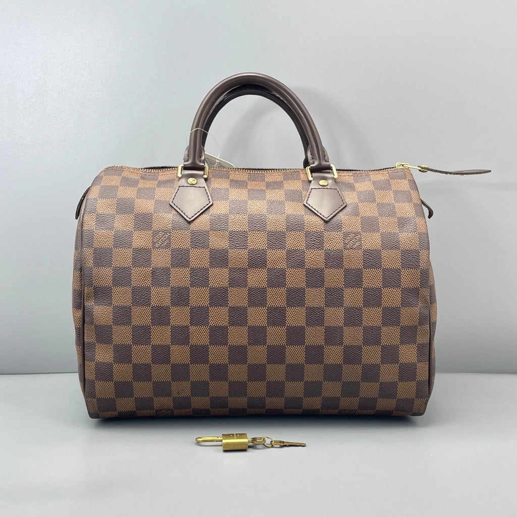 Louis Vuitton Speedy 30 Damier Ebene Tote Top Handle Bag Brown Unisex