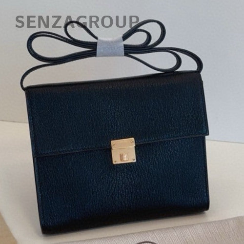 Hermes Clic16 Lambskin Shoulder Bag Crossbody Black Gold Unisex Adults Classic