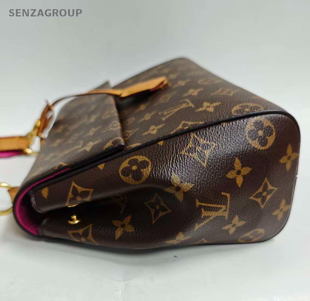 Louis Vuitton Cluny BB Monogram Top Handle Bag Crossbody Brown Gold Women
