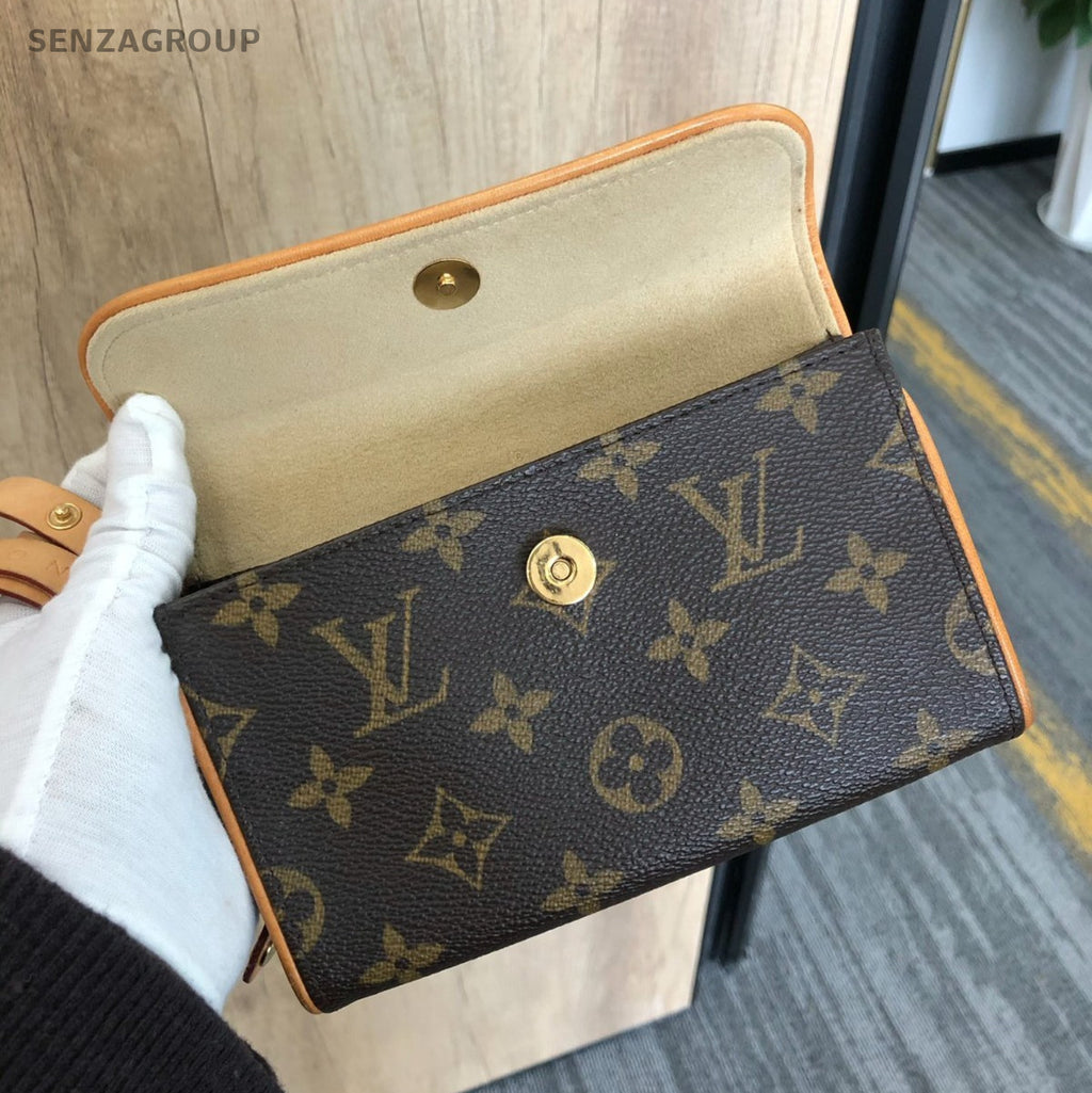 Louis Vuitton Pochette Florentine Monogram Pouch Brown M51855 Vintage Shoulder