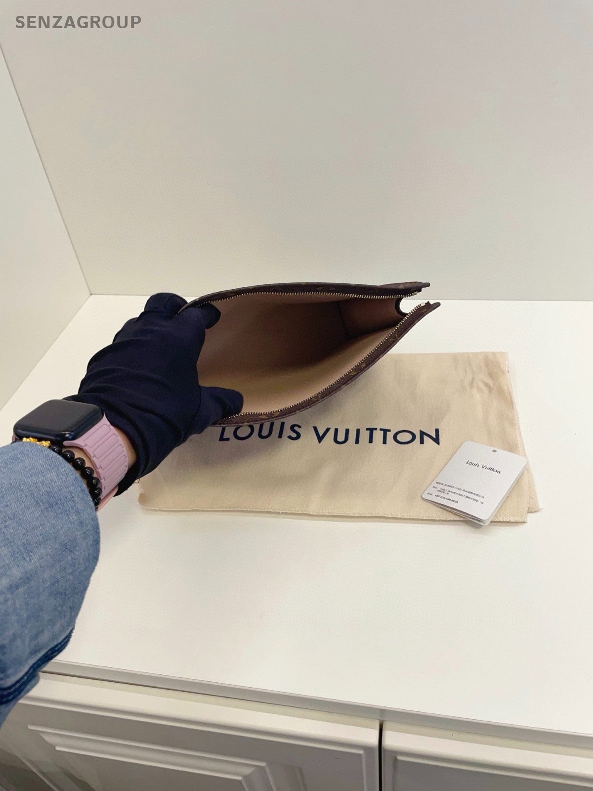 Louis Vuitton Monogram Clutch Handbag Toiletry bag Brown