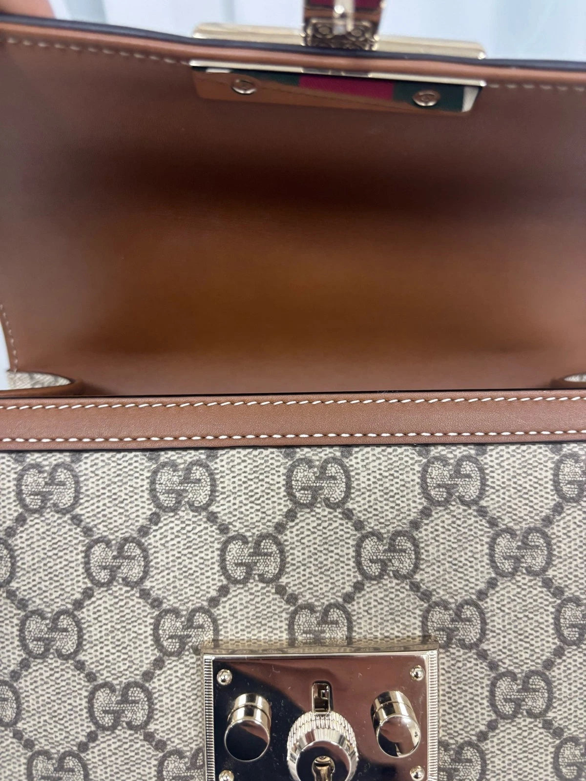 Authentic GUCCI Leather Top Handle Shoulder Bag For Women