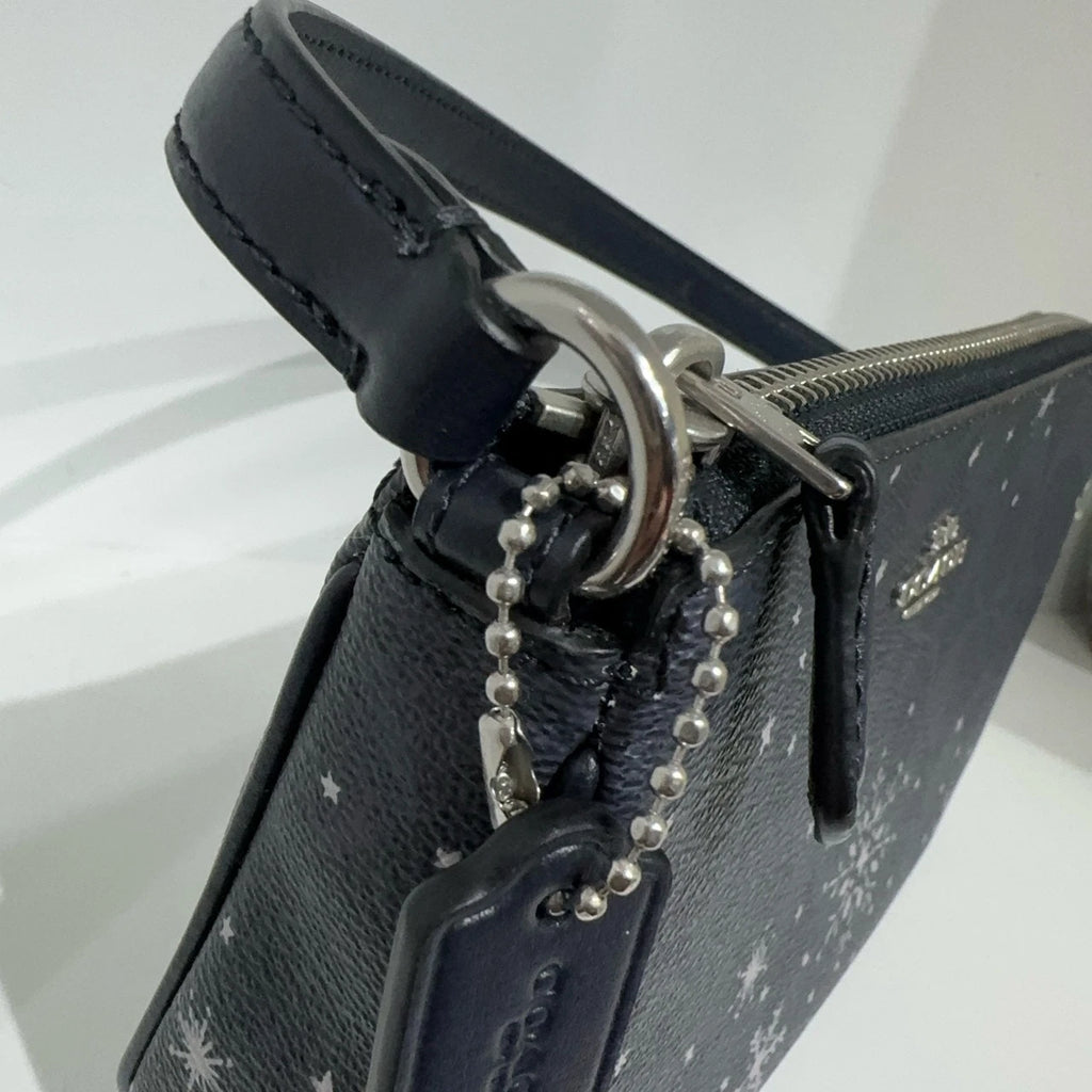 Coach Snowflake Print Leather Nolita 19 Clutch Shoulder Bag Women Navy
