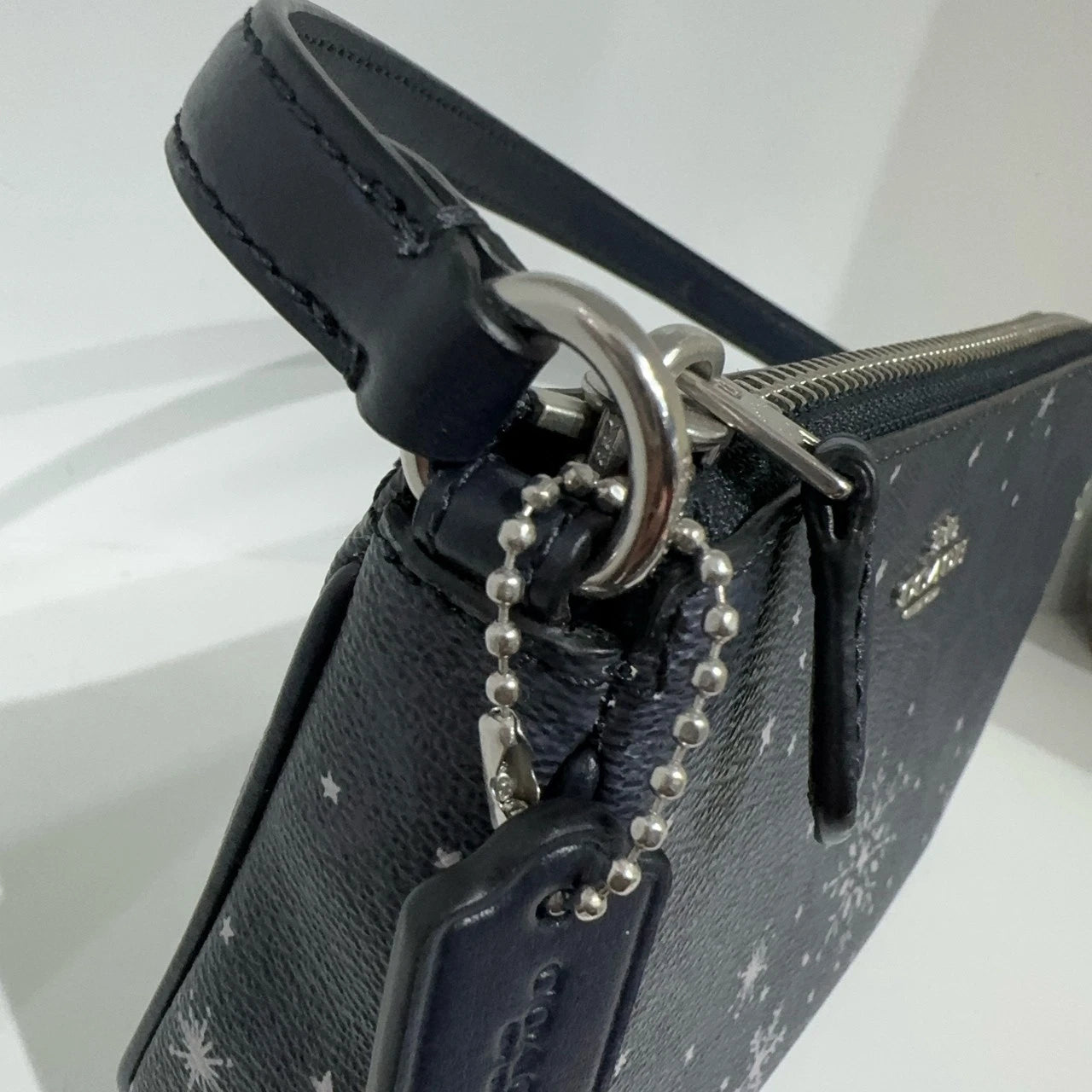 Coach Snowflake Print Leather Nolita 19 Clutch Shoulder Bag Women Navy