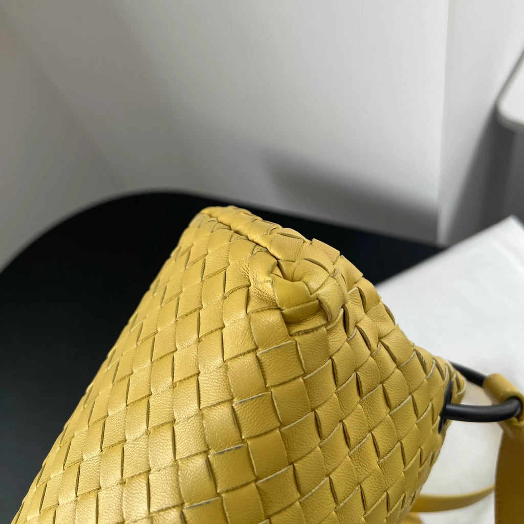 Bottega Veneta Cobbler PM Intrecciato Yellow Mustard Shoulder Bag Crossbody