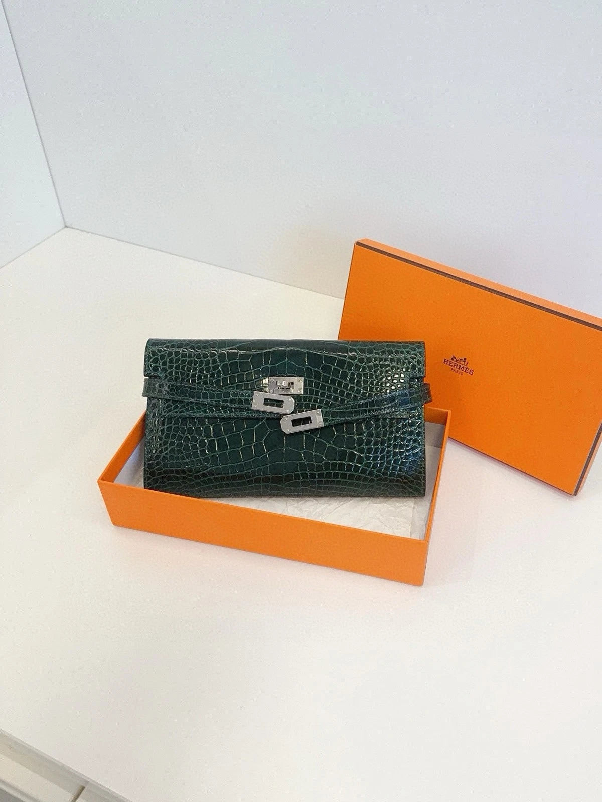 Hermes Kelly Green Long Wallet For Women