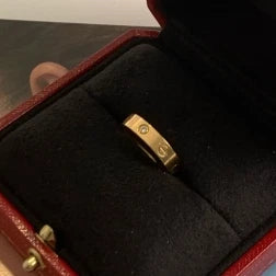 Excellent Cartier Love Small Band Ring 4mm 18k Yellow Gold 1Diamond EU50/US5.25