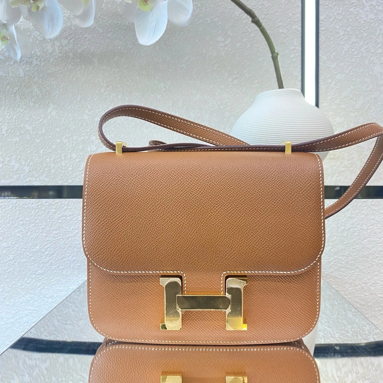 Hermes Constance19 Epsom Brown Gold Crossbody For Women