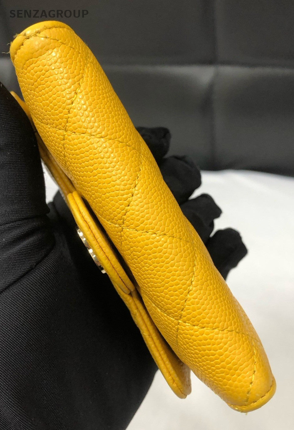 Chanel Classic Flap Clutch Yellow Gold Diamond Pattern Used Women Classic