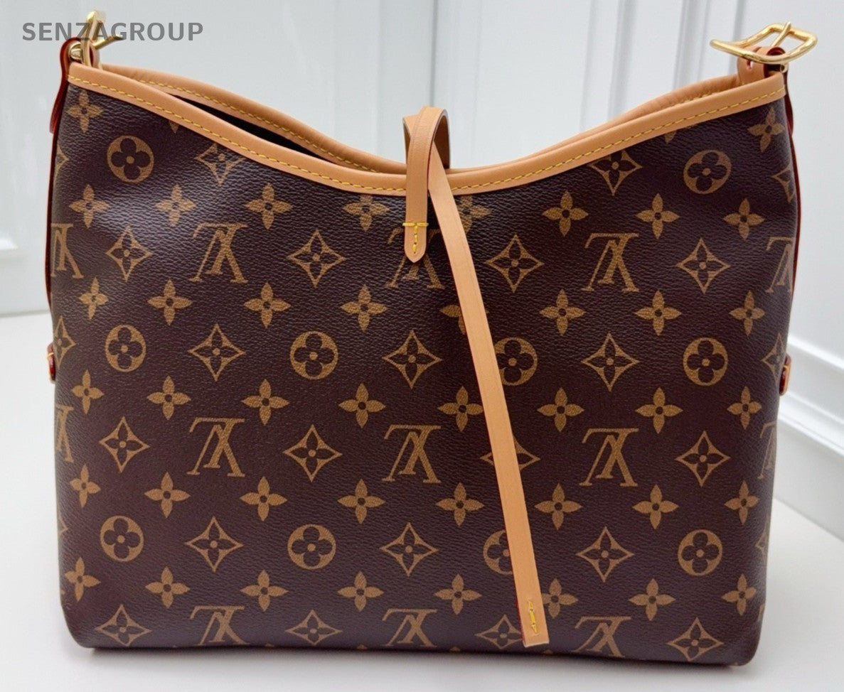 Louis Vuitton Carryall PM Monogram Shoulder Bag Brown Gold Women Classic