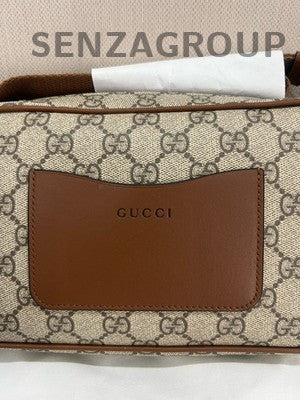 Gucci GG Emblem Camera Bag Beige Brown Gold Buckle Classic Women's Shoulder