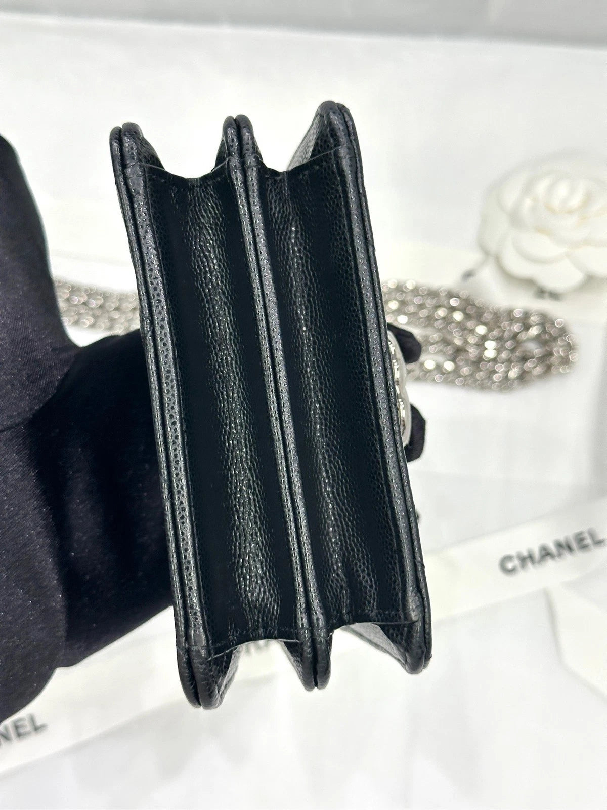 CHANEL Mini WOC Enamel Top Handle Leather Bag For Women
