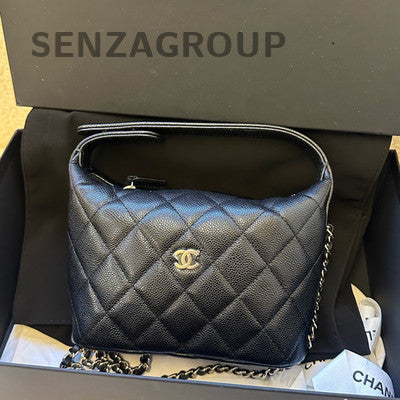 Chanel 25P Black Gold Caviar Leather Handbag Chain Shoulder Crossbody Bag