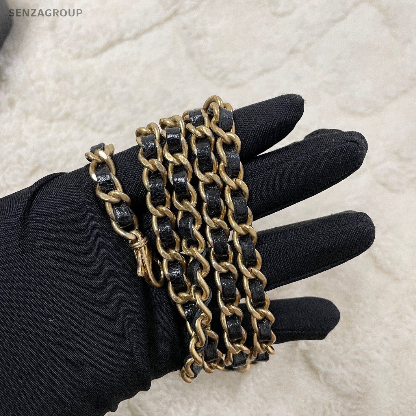 Chanel Leboy Chain Shoulder Bag Crossbody Black Gold Used Women Classic