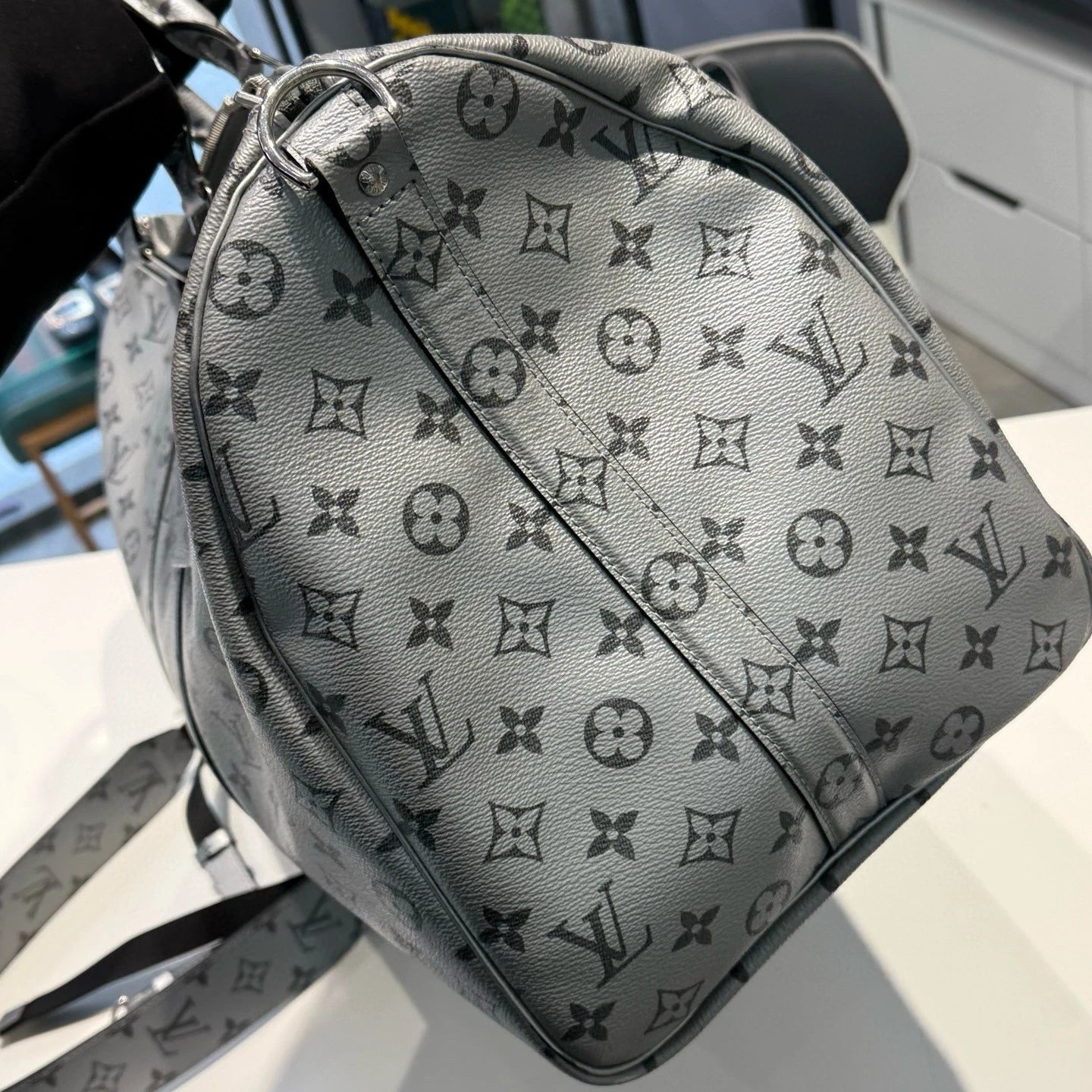 Louis Vuitton Limited Runway Keepall50 Silver Travel Bag Women