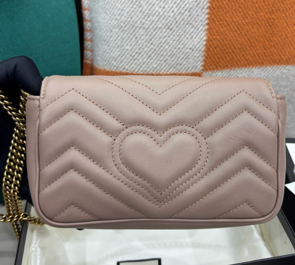 Gucci Marmont Mini Chain Shoulder bag Crossbody Beige Gold Used Women Classic