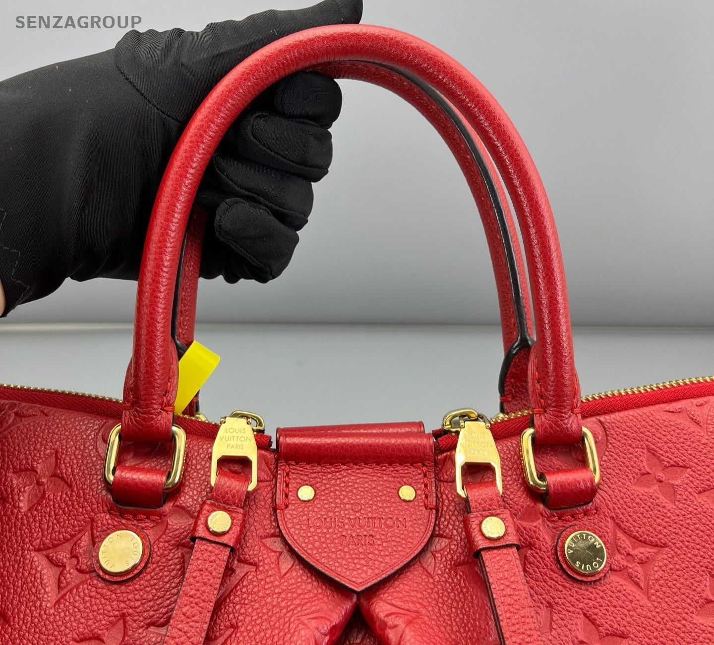 Louis Vuitton Monogram Empreinte 2Way Top Handle Bag Crossbody Red Gold Women