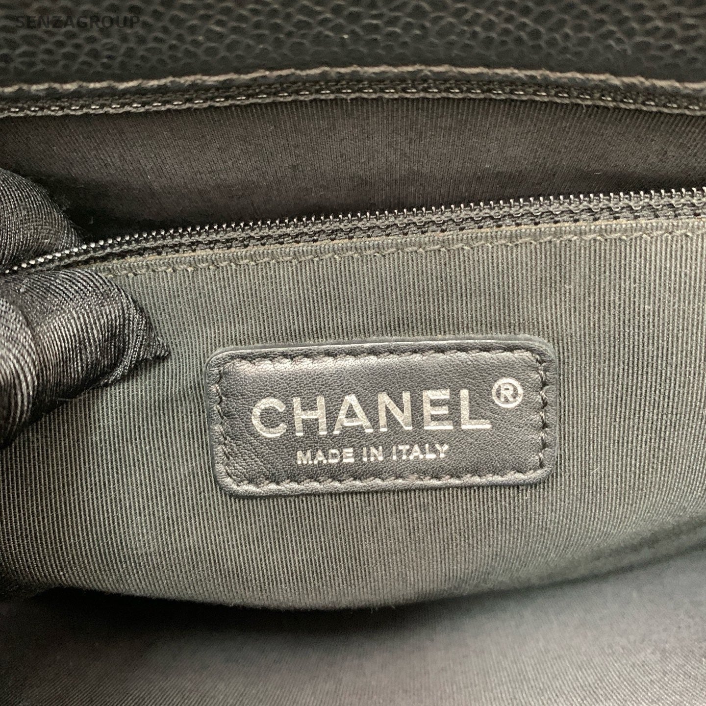 Chanel GST Chain Calfskin Shoulder Bag Black Silver Women Classic Diamond