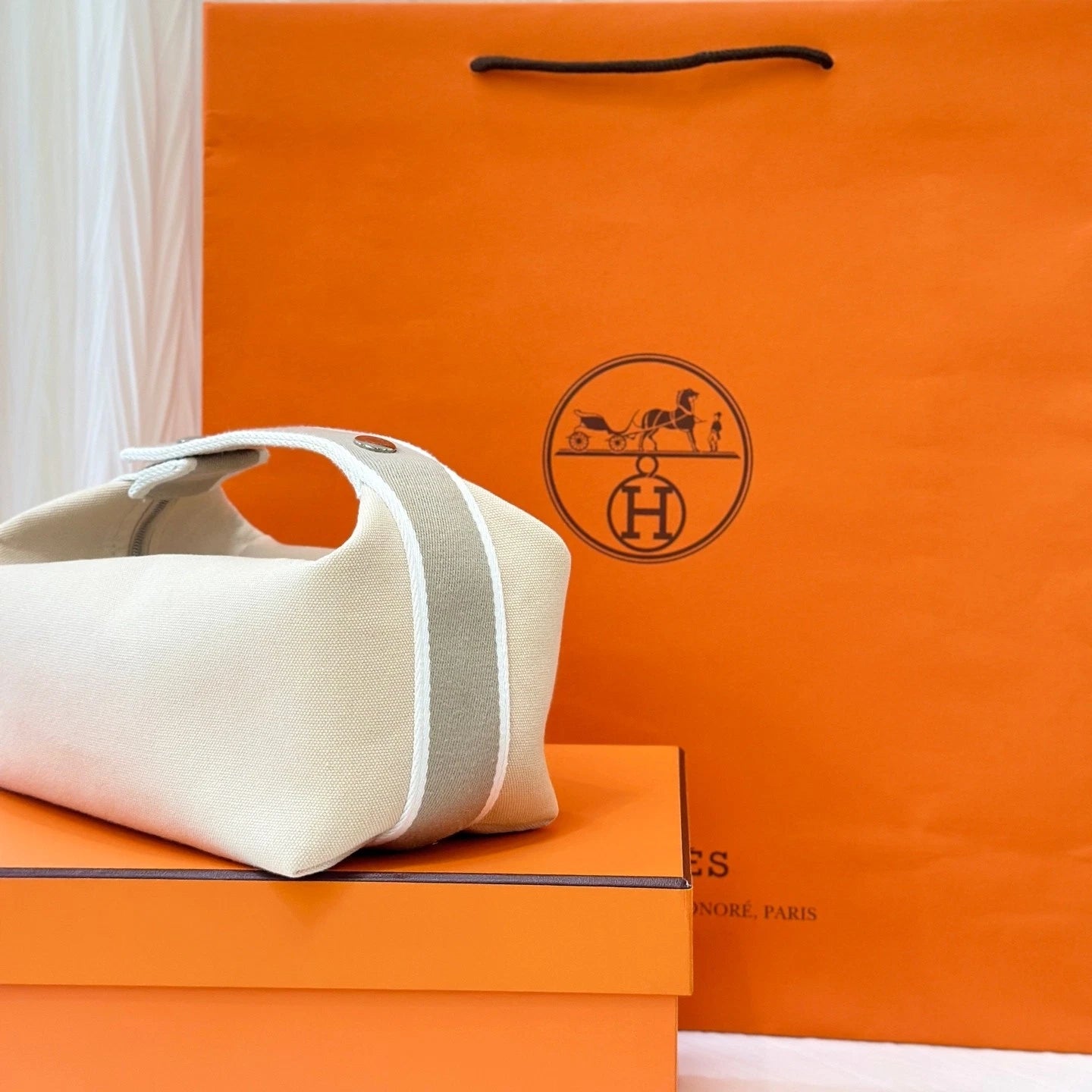 Hermes Canvas Beige Bride a Brac Large Shoulder Bag For Women