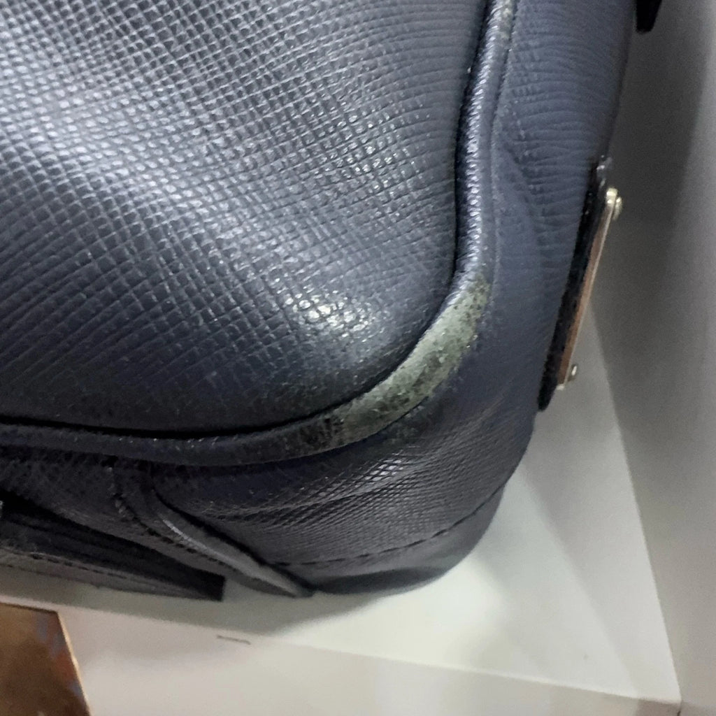 PRADA Navy Blue Leather Handbag Laptop Briefcase For Women
