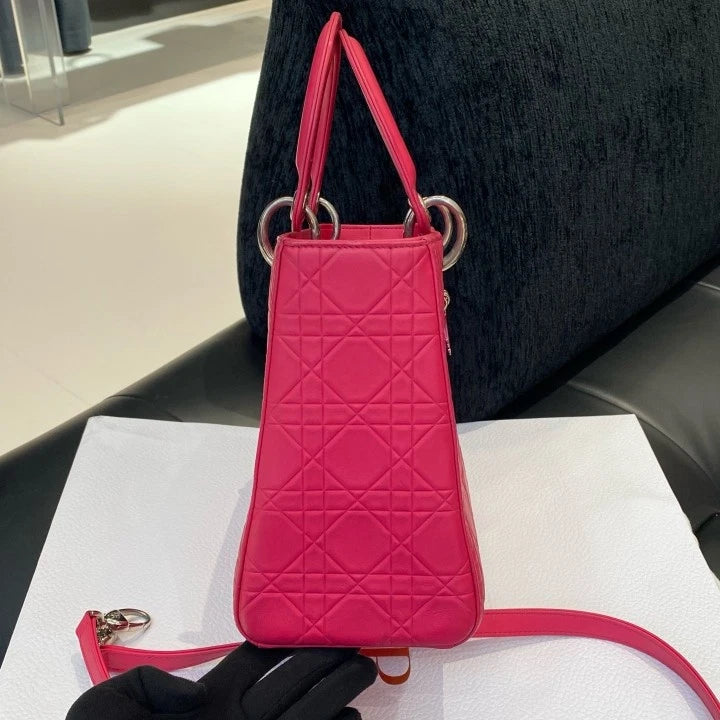 Dior Lady Dior Lambskin Shoulder Bag Crossbody Excellent