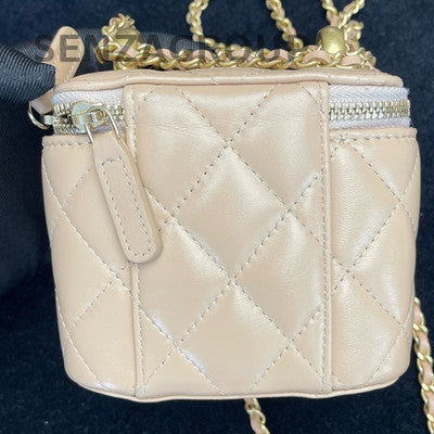 Chanel Pink Quilted Double Gold Pearl Mini Box Chain Crossbody Bag
