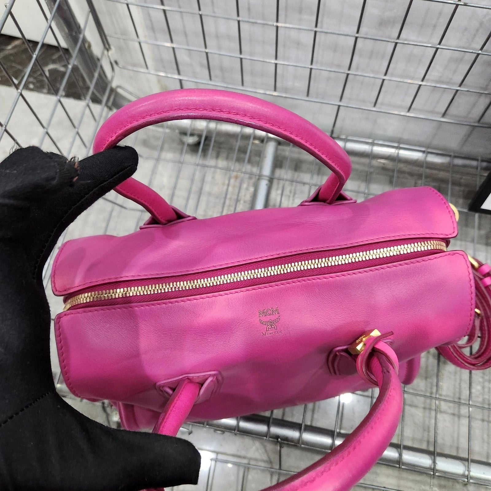 MCM Pink Boston Pillow Handbag Shoulder Crossbody For Women