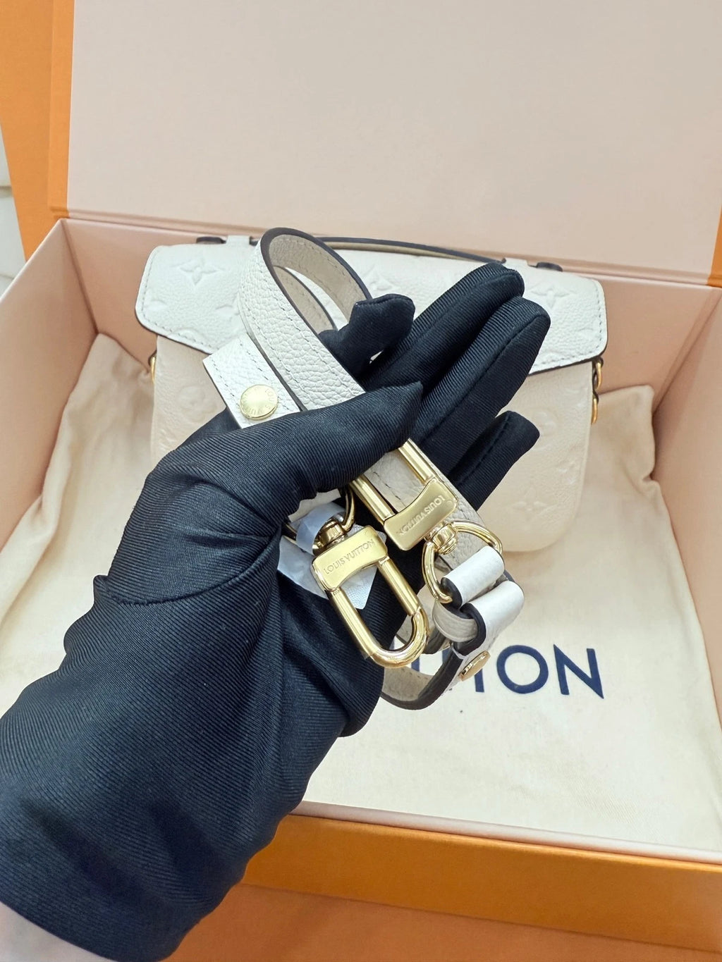 Louis Vuitton White Embossed Mini Messenger Bag For Women