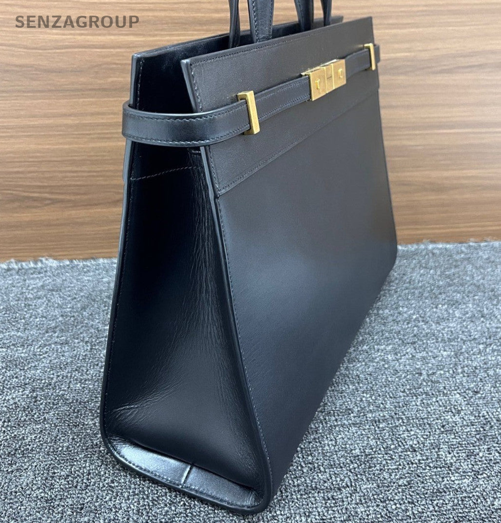 Saint Laurent  Manhattan GM Handbag Crossbody Black Gold Used Women Classic