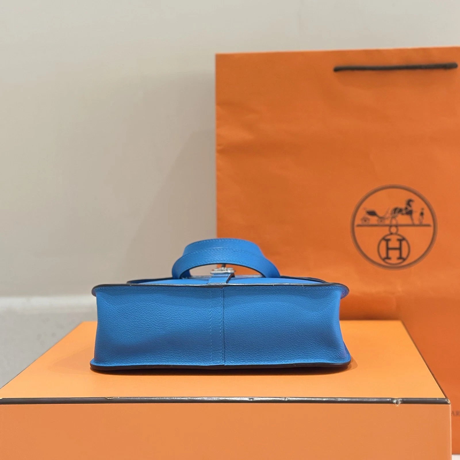 Hermes Blue Leather Halzan25 Crossbody Bag For Women