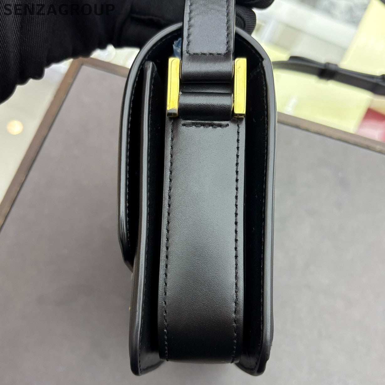 Saint Laurent YSL Solferino Box Small Black Gold Handbag Shoulder Bag