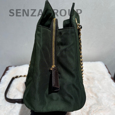 Prada Green Parachute Tote Chain Shoulder Bag Women's Classic