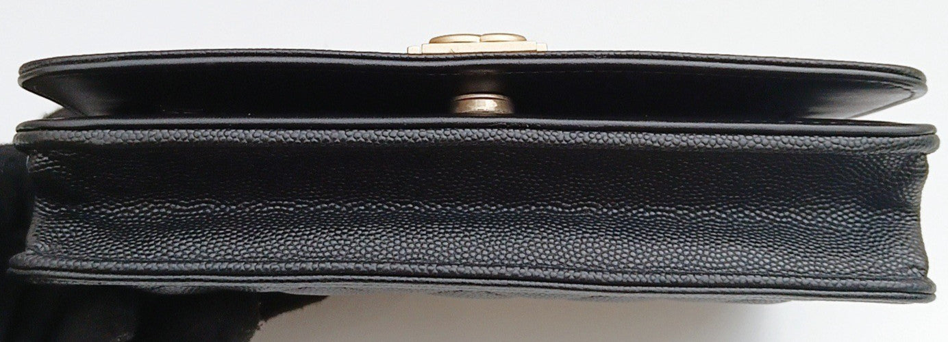 Chanel Leboy WOC Chain Shoulder Bag Crossbody Black Gold Diamond Women Classic