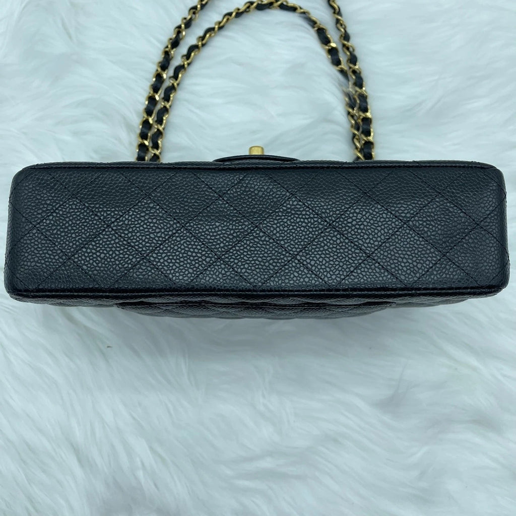 CHANEL Classic CF Black Leather Shoulder Crossbody Bag For Women