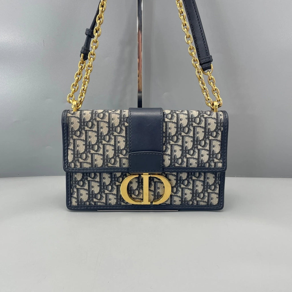 Pre-owned Dior Canvas Montaigne 30 Medium Shoulder Bag For Women Blue